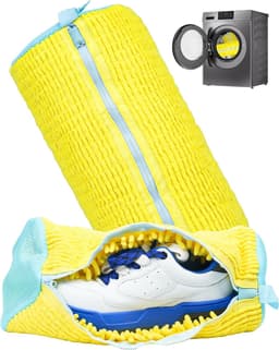 2-delige waszak voor schoenen, waszak voor sneakers en sportschoenen, handige waszak voor het wassen van schoenen, geel — thumbnail 1