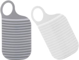 Set van 2 - Mini wasbord - Wasbord - Handwasplank - Draagbaar hulpmiddel voor het met de hand wassen van kleding - Wasbord - 18*8,5 cm - Grijs + Wit (Haken niet inbegrepen) — thumbnail 5