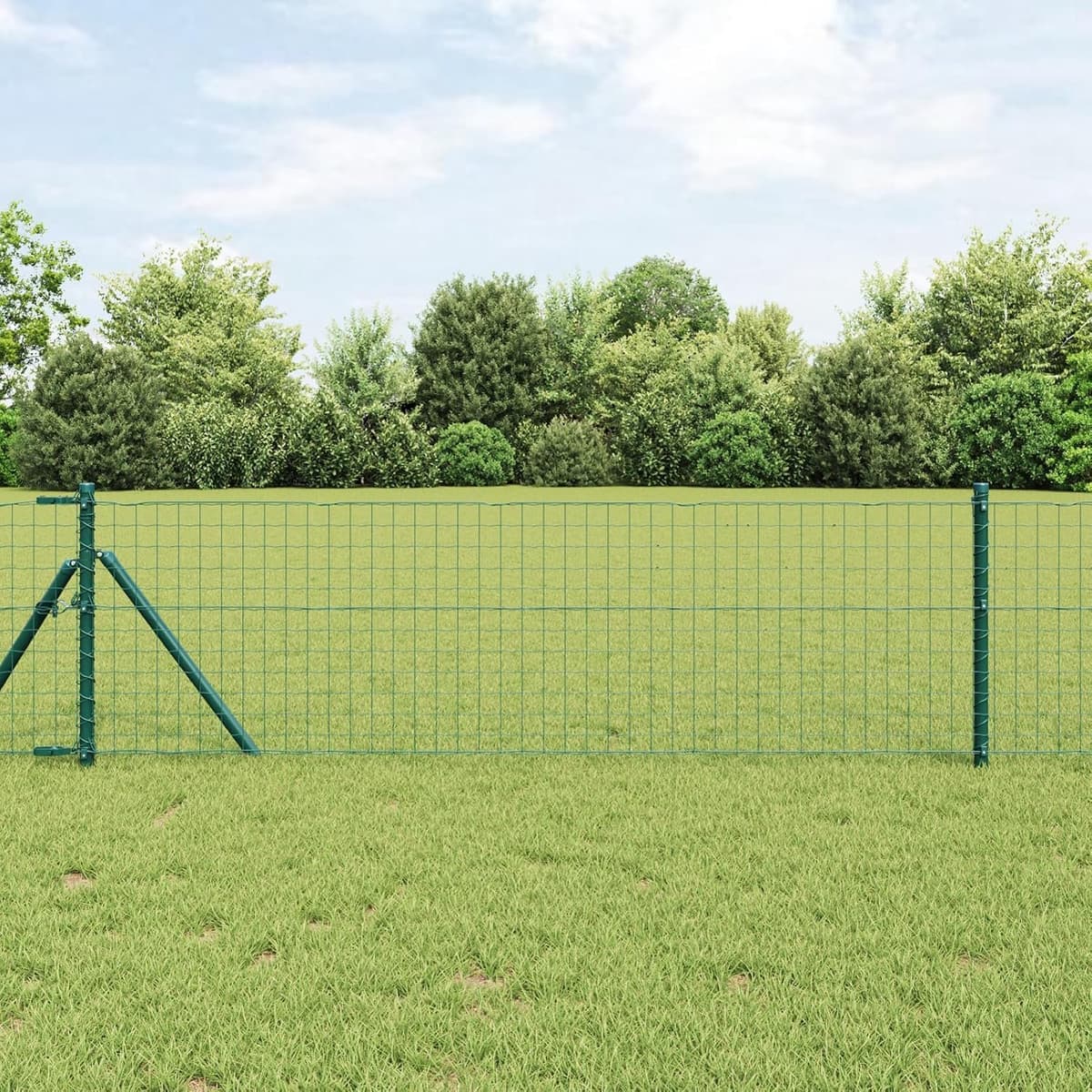 Tuinhekpalen 110 cm - gepoedercoat staal - groen - stabiele basis voor hekken - 2 stuks - ServiceTopper — afbeelding 1
