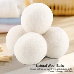 Wollen ballen 6 stuks 6 cm - Waterabsorptie - Elimineert statische was - Bespaart geld - Vemera — thumbnail 4