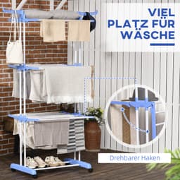 CHICFURN Droogtoren - 4 drooglagen - inklapbare vleugels - vrijstaand - blauw — thumbnail 3