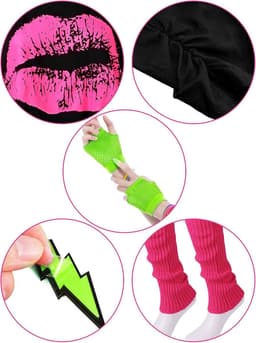 80 Outfit Kostuum Accessoires voor Vrouwen Neon T Shirt Tutu Rok voor Halloween — thumbnail 5
