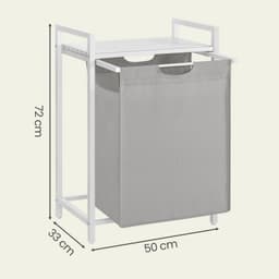 Klarven® Wasmand Wit-grijs - Compacte Wasmand - Wasmanden - Oxford-weefsel - Verstelbare Pootjes - 47 Liter Inhoud - Laundry Basket — thumbnail 2