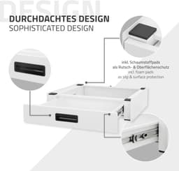 Universeel Verbindingsframe 60,5 x 54 cm Wit Staal met Uittreklade Antislip Geschikt als Montageset of Koppeling voor Wasmachine en Droger Stapelframe Tussenconstructie Droogzuil Accessoire — thumbnail 5