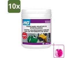 10 x HG - Wasruimte - Tegen Nare Geurtjes In Sportkleding - Wasmiddeltoevoeging - 500 g - Bulkverpakking - Geurverwijdering sportkleding - Douchemop - Stankmoleculen verwijderen