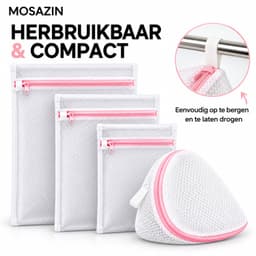 MOSAZIN Waszakken Set 4-delig – 3 Maten en BH Waszak – Wasnetten met Rits voor Lingerie, Sokken en Kleding – Wit/Roze — thumbnail 2