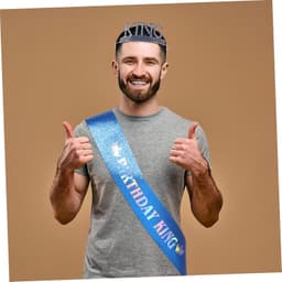1set Verstelbare Verjaardagscrown Sash Voor Mannen Koninklijke Verjaardagsdecoraties Met Metalen Crown Decoratieve Sash Voor Feestelijke Gelegenheden — thumbnail 5
