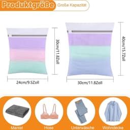6 Stuks Fijnmazige Wasnetten voor de Wasmachine, Waszakken met Ritssluiting voor Ondergoed, Overhemden en Babykleding in 2 Maten — thumbnail 5