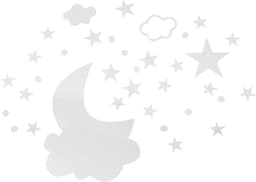 1set Maan Cloud Muurdecoratie Stickers Zilveren Acrylaat Maanvormige Wanddecoratie Voor Woonkamer Badkamer Slaapkamer Herbruikbaar Eenvoudig Aan Te Brengen — thumbnail 1