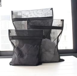 4-delige zwarte waszakkenset met ritssluiting voor delicate kleding en ondergoed — thumbnail 3
