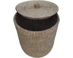 Wasmand met deksel – zeegras – 65 liter – naturel zwart