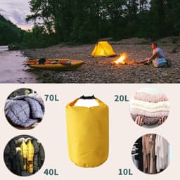 Tas, 10, 20, 40, 70, 90 liter, waterdichte zak, ultralichte droogzak, waterdichte watersporttassen voor kajakken, strand, zwemmen, kamperen, wandelen, legergroen, 20L — thumbnail 2