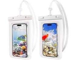 beschermhoes voor smartphone, set met waterdichte tas, waterdichte tas, heuptas voor sport, vissen, zeilen, wandelen, bescherm je mobiele telefoon, portemonnee (2 wit)