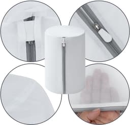 Waszakken van netstof voor wasgoed, waszak met ritssluiting voor kleding, ondergoed, beha's, rond — thumbnail 5