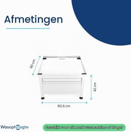 Wasmachine verhoger met lade en plateau - opbouwmeubel - sokkel - 42cm hoog - Wit - Universeel - 65 * 60,5 (LxB) - Inclusief wandbeugels — thumbnail 2