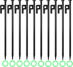 SnelShoppen - Pack van 10 Grondankers, Grondankers 35 cm, Sterke Stalen Haringen, Tentpennen, Stormbestendig voor Buiten, Kamperen, Hiking, Outdoor Ac — thumbnail 1