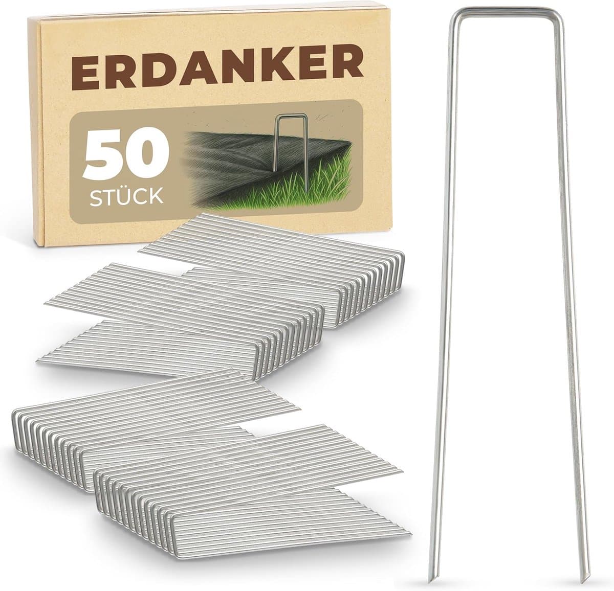 Novatool haringen grondanker 150x30x3mm 100 stuks, roestvast, duurzaam en extreem stabiel, grondnagels grondhaken grondverankering, voor tenttuin onkruidbestrijding doek landschapsarchitectuur — afbeelding 1