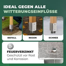 Novatool 10x Grondhulsset 91x91x750mm grondhuls parasolpaalsteun schuttingpaal houten paal grondhulzen grondanker grondpen om in te slaan, verzinkt, met schroeven — thumbnail 2