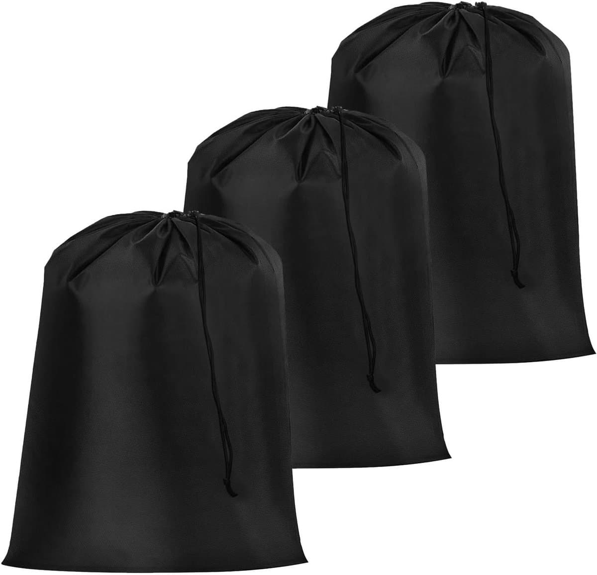 Allecto plus - Waszakken 3 stuks zwart, 71 x 101 cm, extra groot voor studentenhuis, camping en reizen — afbeelding 1
