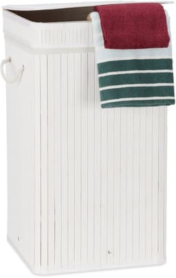 3x wasmand bamboe - wasbox opvouwbaar - 70L - vierkant - 63x36x36 cm - wit — thumbnail 3