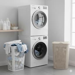 Wasmand Ventilation - met deksel - 2x - wit en beige - 50 liter - 61 x 43 cm — thumbnail 2