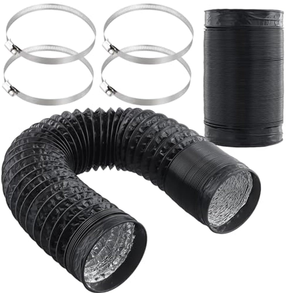 Flexibele Afvoerslang 2m x 100mm met Slangklemmen - Ideaal voor Afzuigkappen en Drooginstallaties — afbeelding 1