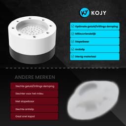 KOJY Wasmachine Trillingsdempers - Verhoger - 8 Stuks - Stapelbaar - Zwart/Wit - voor Wasmachine en Wasdroger — thumbnail 2