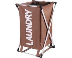 Wasmand Laundry met afsluitbaar vak - 30 L - Wasmanden 1 vak - Badkamer - Opvouwbaar - Waszak - Wasmand 1 vak - Bruin