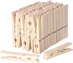 Wasknijpers - 150x stuks - natuurlijke houtkleur - stevig ontwerp - 8 cm — thumbnail 1