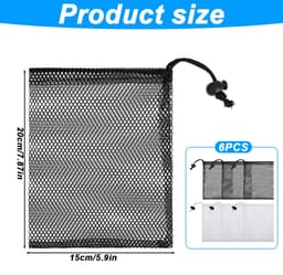 IMPERATORIS® Waszakjes voor Wasmachine - Bescherming voor Fijne Was en Schoenen - Mesh Wasnet met Rits - Voorkomt Slijtage - Set van 6 - zwart-wit - 15 x 20 cm — thumbnail 3