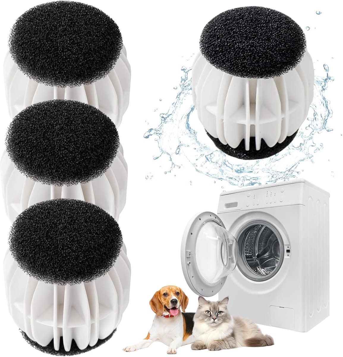 Wasballen - Wasmachine Huisdierhaarverwijderaar - 4-pack - Wasmachine pluisballen - Voorkomt dat kleding in de knoop raakt - Geschikt voor huisdierhaar zoals katten en honden - Herbruikbaar - Gebruikt om huisdierhaar uit kleding te verwijderen — afbeelding 1