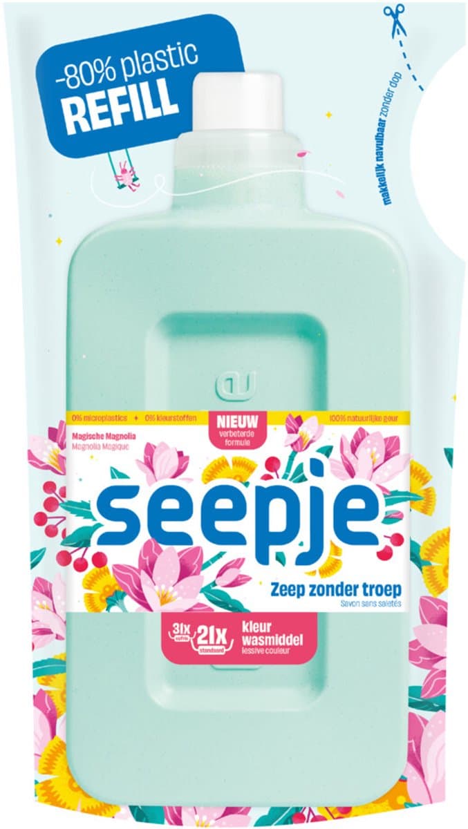 Seepje Wasmiddel Kleur Magische Magnolia Navulling - 945 ml — afbeelding 1