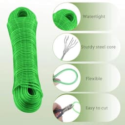Waslijn 30 m met stalen kern en 2 spanners - Extra sterk voor balkon en tuin - Draagvermogen 120 kg — thumbnail 2