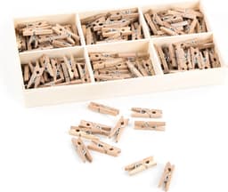135 Mini Wasknijpers Natuur Hout - Decoratieve Clips voor Knutselen en Versieren — thumbnail 1