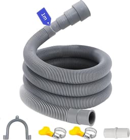 Drain Hose Extension 1/1.5/2/2.5/3/4/5/6 m - Afvoerslang voor Wasmachine - met Beugelaansluiting en Slangklemmen - Uitbreidbare Afvoerslang voor Wasmachines en Vaatwassers - 1 m — thumbnail 1