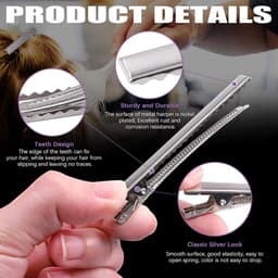 200x Metalen Krokodillenspeldjes 3,2 cm - Platte Haarclips voor Haarstyling & DIY Accessoires — thumbnail 2