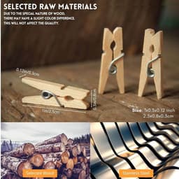 Mini Wasknijpers - Houten Clips Foto's - Ambachten Decoratie - Natuurlijk Hout Veer - 150 stuks - Natuurlijk — thumbnail 4