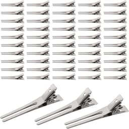 Metalen Haarspelden Clips - Kappers Clips Dubbele Prong - Haar Styling - Roestvrij Gegalvaniseerd Metaal - 50 stuks - Zilver — thumbnail 1
