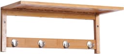 Wandgarderobe - 5 Haken + Plaatsbesparend - Bamboe - Naturel — thumbnail 1