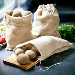 Jute Opbergzakken Set van 3 met Trekkoord - 36 x 30 cm - Ideaal voor Aardappelen, Oogst en Noten — thumbnail 3