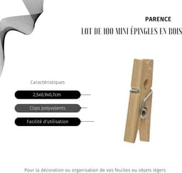 Mini Houten Knijpers - Decoratie Clips - Foto's Ophangen - Natuurlijke Uitstraling - 100 stuks - Houtkleur — thumbnail 2