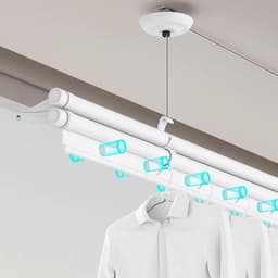 Hangend droogrek - Kledinghanger lift - Balkon drogen - Automatische bediening - 2.4 meter uitschuifbaar - Zilverkleurig — thumbnail 3