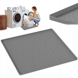 Wasmachine Mat - Anti-lek Mat voor Wasmachine & Koelkast - Vloerbeschermmat - Grijs Silicone 60x60cm - Verhoogde Rand & Antislip — thumbnail 1