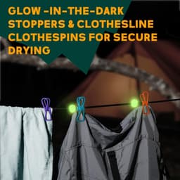 Reiswaslijn Intrekbaar - Kampeer Waslijn - Kleding Drogen - Zichtbaar in Donker - 270g 26.5cm - Multicolor — thumbnail 3