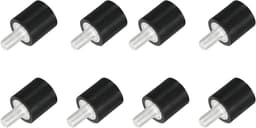 Rubberen Houders - Trillingsisolatoren - Apparaten Dempen - Cilindrisch Ontwerp - M3 x 8 mm - Zwart Zilver — thumbnail 1
