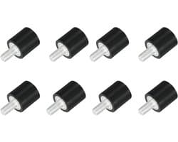Rubberen Houders - Trillingsisolatoren - Apparaten Dempen - Cilindrisch Ontwerp - M3 x 8 mm - Zwart Zilver