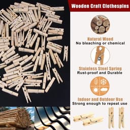 Houten Wasknijpers - Kleine Knijpers - Foto's Ophangen - Natuurlijk Materiaal - 45 cm - Houtkleur — thumbnail 4