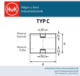 Rubberen buffer - Trillingsdemper - Machine demping - 55 Shore A hardheid - 40x50mm M8 — thumbnail 2