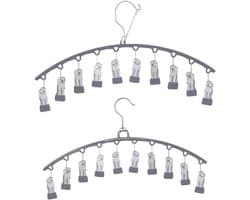 Double Layer Metal Sock Hanger Drying Rack for Socks Hanging Stainless Steel for Socks Underwear (Curved Windproof Sock Drying Rack-2)