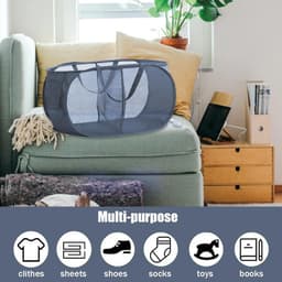 1. Pop-up Laundry Basket with 2 Compartments and Reinforced Handles 2. Foldable Laundry Basket with Mesh Design and Small Size 3. Small Folding Laundry Basket with Reinforced Handles and 2 Compartments — thumbnail 4